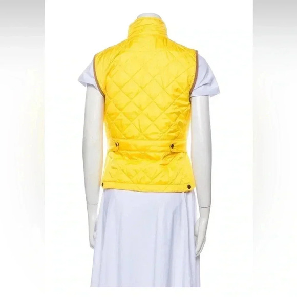 Ralph Lauren Sport Essex Crest Equestrian Vest Quilted Yellow Suede Sz SP - Picture 3 of 9